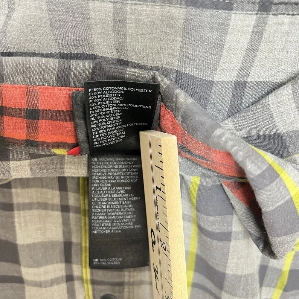 The‎ North Face Mens XL Grey Yellow Plaid Long Sleeve Button Down Shirt Hiking